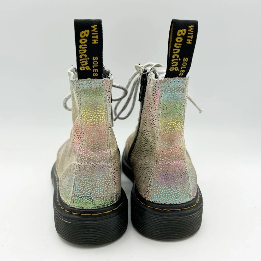 Dr.‎ Martens Youth 1460 Pascal Rainbow Iridescent Lace Up Boots Size 2 US